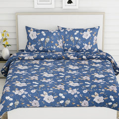 Bedsheet King Size 100% Pure Cotton Floral Sheet With 2 Pillow Covers | 108 X 108 Inches, Blue & White | Perfect For Gifting On Weddings, Housewarmings, Or Anniversaries