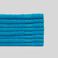 Kopa By Bianca 100% Cotton Soft Terry Face Towel 400 Gsm (Turq) -Pack Of 8