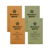 Makaibari Apoorva Finest Darjeeling Tea Bag + Darjeeling Green Tea Bag Pack Of 4 - 50gm, 1.7 Ounce, 25 Tea Bags In Each | Low Caffeine, Non-Toxic