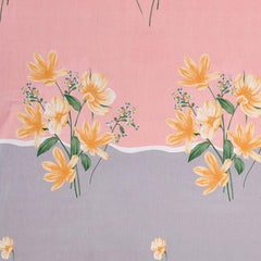Printed King Size Double Bedsheet With 2 Large Pillow Cover - Size 72 X 78 X 10 Inches, Peach & Grey | Cotton Elastic Fitted All Around Bedsheet - Breathable & Wrinkle Free
