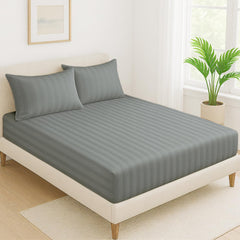 100% Cotton 1 Double Bedsheet For King Size With 2 Pillow Covers | 78 X 72 Inches, Dark Grey - 130 Thread Count Soft & Comfortable | Ideal For Guest Room, Hotel