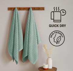 Viahome Luxury Ribbed Cotton Bath Towel 600 Gsm | Ultra Soft, Quick Dry, Super Absorbent, Durable & Skin Friendly, Luxury Hotel Quality Towel For Home, Gym & Spa (Sage Green)