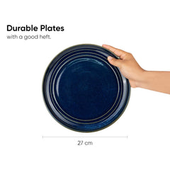 Ceramic Dinner Plates Set Of 6 Pieces, Blue Green | Ceramic Plates Set - Glossy Finish Plate Set | Ceramic Dinner Plates - Set Of 6 Plates For Dinner | Microwave Safe & Chip Resistant