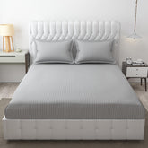 Elastic Fitted Bedsheet For Double Bed With Two Pillow Covers | King Size - 72 X 78 Inches, Grey | Durable & Soft Fabric Offers Comfort