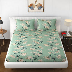Premium Heavy Cotton Double Bedsheets With 2 King Size Pillow Covers | 72 X 78 Inches, Pista Green - Double Bed With All Around Elastic | 350 Thread Count