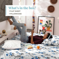 Cotton Bedsheet For Double Bed With 2 Pillow Covers - 108x108 Inches, White | Ideal For Guest Houses, & Daily Home Use King Size Bed Sheet