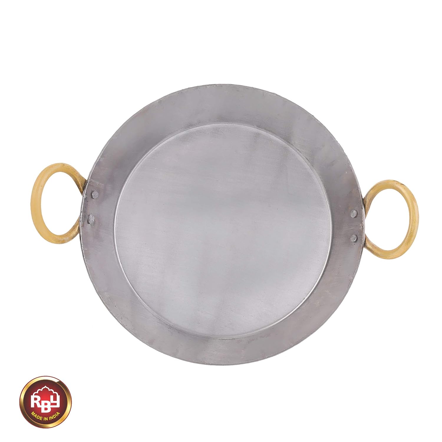 Heavy Base Silver Cast Iron Flat Kadai - 10 Inches | Tavi, Fry Pan, Tai For Making Jalebi, Dal Tadka - Gas Stovetop Compatible Heavy Base Silver Cast Iron Flat Kadai - 10 Inches | Tavi, Fry Pan, Tai For Making Jalebi, Dal Tadka - Gas Stovetop Compatible