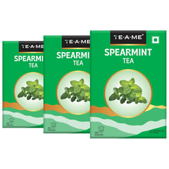 TE-A-ME Spearmint Tea - Pack Of 3 X 40gm, 1.4 Ounce Each | Spearmint Leaves Tea For PCOS, PCOD & Facial Hair Management - Caffeine Free, Biodegradable