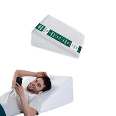 Bed Wedge Pillow, For Back Support & Sleeping, White, Standard Size, Low Height - 18 L X 18 W X 7 H Inch | Acid Reflux, Gerd, Post Surgery, Memory Foam & HR Foam Pillow With Cover