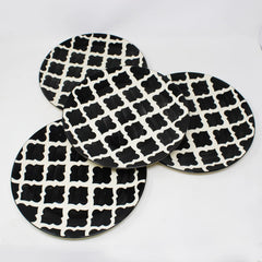 Black Moroccan Ceramic Dinner Plates Set Of 4 - 10 Inches, 4 Pieces | Hand Painted Full Ceramic Plates For Dinner - Microwave Safe & Dishwasher Safe