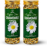 Blue Tea Caffeine Free Chamomile Flower Herbal Tea - Pack Of 2 X 30gm Reusable Pet Jar, 1.05 Ounce Each, 60+ Cups | Flower Based Caffeine Free, Non-Bitter, Non GMO - Improves Sleep & Relaxation