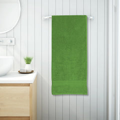 Spaces 100% Cotton Large 450 Gsm Dobby Solid Bath Towel (Green)
