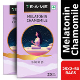 TE-A-ME Melatonin Chamomile Sleep Tea - Pack Of 2 X 25 Infusion Tea Bags | Chamomile Tea For Good Sleep - Made With Melatonin, Chamomile Flowers, Passion Herb, Lavender Flower | Caffeine Free