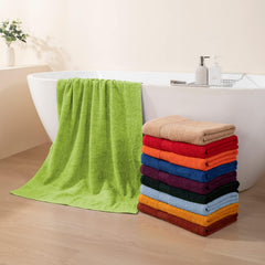 Hokipo 100% Cotton Bath Towel 600 Gsm | Super Soft Absorbent Large Size Towel - Light Green (New-624)