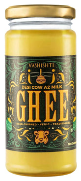 100% Natural Desi A2 Cow Ghee By Vashishti | Traditionally Made With Bilona Method Healthy Cow Ghee For Strong Bones | (250ml) 8.4 Ounce | Jar Pack