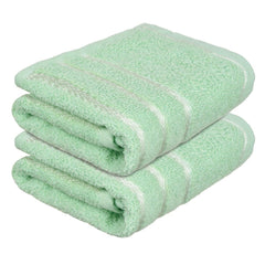 Heart Home Face Towel 400 Gsm | Facewash For Travel Workout Hand Towel | Lining Design Pack Of 2 (Green)