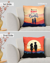 Premium Pillow Cushion For Best Brother, Light Orange - 16 Inch | Unique Thoughtful Cute Birthday Pillow Gift For Brother | Raksha Bandhan, Bhaidooj | With Filler Cushion - Design 24