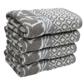 Stamio Cotton Hand Towels 490 Gsm | Towel For Men & Women Home Kitchen Use, Gym, Wash Basin, Sports, Travel | Jacquard Towel, Grey (Set Of 4)