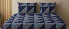 1 Bedsheet For Double Bed With 2 Pillow Covers - 90 X 100 Inches, Dark Blue | Premium Cotton Material Double Bedsheet Queen Size | Skin Friendly & Long Lasting