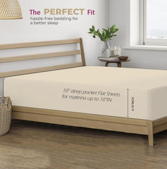 100% Cotton Plain King Size Bedsheet With 2 Pillow Covers | 108 X 108 Inches, Cream | Breathable & Skin Friendly - Soft & Durable For Everyday Use & Bedroom