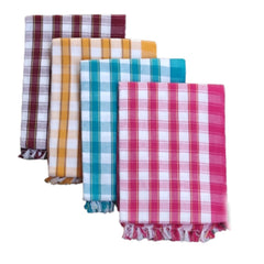 Knss Handloom 100% Pure Cotton Xxxl Size Bath Towels 1200 Gsm (Heavy Quality) Pack Of 4 - Multcolor