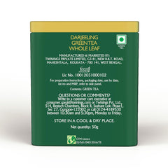 Twinings Darjeeling Whole Leaf Green Tea - 50gm, 1.7 Ounce | Delicate Flavor, Mystical & Enchanting - High Caffeine Loose Leaf Tea | Light Flavor Strength