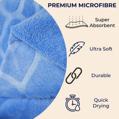 Nive Home Linens Microfiber Bath Towel 400 Gsm | Self Design, Ultra Soft, Super Absorbent, Quick Dry (Blue)