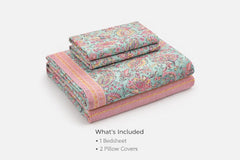 Pure Cotton Double Bedsheet For King Size With 2 Pillow Covers | 90 X 108 Inches, Sky Blue & Pink | Ultra-Soft & Skin-Safe | Breathable Summer Comfort