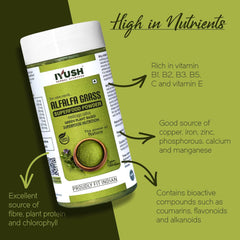 Iyush Herbal Ayurveda Alfalfa Superfood Powder, 100% Forest Variety Herbs, 100% Organic, Pure & Natural | 100gm 0.2lbs Each Pack Of 2