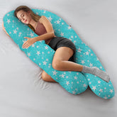 U Shaped Pregnancy Pillow, Maternity Pillow, 100% Cotton Removable Cover, Stardom Cyan | Super Premium Pillow, Versatile Use, Pregnocare Microfibers, Breathable, Comfortable Pillow