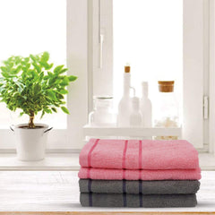 Sassoon Melrose 100% Cotton Hand Towel 800 Gsm | Highly Absorbent, Soft Material Perfect For Daily Use (Grey & Blossom) -4 Piece