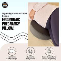 C Shape Full Body Pillow, Pregnancy Pillows For Sleeping, Half Moon, Dark Grey | Maternity Pillows For Back, Hips, Legs, Belly | For Pregnant Women With Removable, Washable Velvet Cover