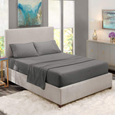 1 Fitted Elastic Bedsheet For King Size With 2 Pillow Covers - 108 X 108 Inches, Dark Grey | Easy Care Instructions For Long-Lasting Elegance
