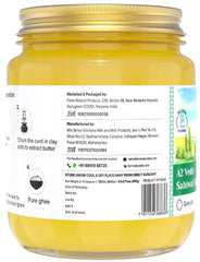 Organic Natural A2 Vedic Sahiwal Ghee By Farm Naturelle | Natural & Healthy Desi Cow Ghee Perfect For Overall Health | (500ml) 16.9 Ounce With Wooden Spoon (50ml) 1.6 Ounce | Jar Pack