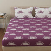 1 Double Bedsheet With 2 Pillow Covers - 88 X 96 Inches, Purple & White | Soft & Comfortable Feel To Your Skin | Do Not Bleach