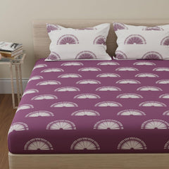 1 Double Bedsheet With 2 Pillow Covers - 88 X 96 Inches, Purple & White | Soft & Comfortable Feel To Your Skin | Do Not Bleach
