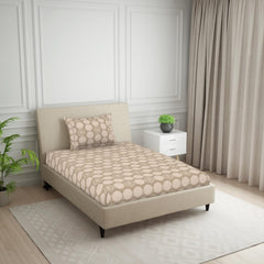 Polycotton Bedsheet For Single Bed With 1 Pillow Cover - 60 X 88 Inches, Beige | Skin Safe & Super Soft Small Size Bed Sheet
