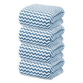 Black Gold The Finer Touch Microfiber Zigzag Bath Towel 1400 Gsm | Soft & Quick Dry Towel Lightweight & Absorbent Use For Men & Women (Blue) - Pack Of 4