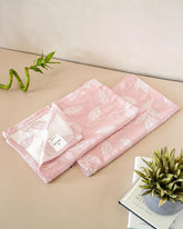 Debaans Bamboo Hand Towels 400 Gsm | Ultra Soft, Quick Dry, Antibacterial | Multiple Colors & Designs (Botanica Blossom Pink) - Set Of 2
