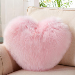 Luxury Soft Fur Love Heart Shape Cushion Pillow, Baby Pink - 16 X 16 Inches | Pillow For Valentine's Day, Couple, Sofa, Car, Decoration | Furniture Cushion, Washable, Super Soft Pillow