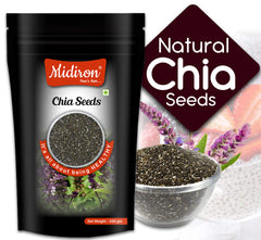 Midiron Raw Chia Seed For Weight Management Chia Whole Seeds For Weight Loss With Omega 3, Protein & Fiber, Natural Chia Seed Edible, Diet Snacks, Immunity Booster | 100gm 0.2lbs Each Pack Of 2