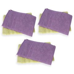 Kuber Industries Cotton Hand Towel 1200 Gsm | Super Soft, Quick Absorbent & Anti-Bacterial Gym & Workout Towels - Purple & Green (6 Pieces)