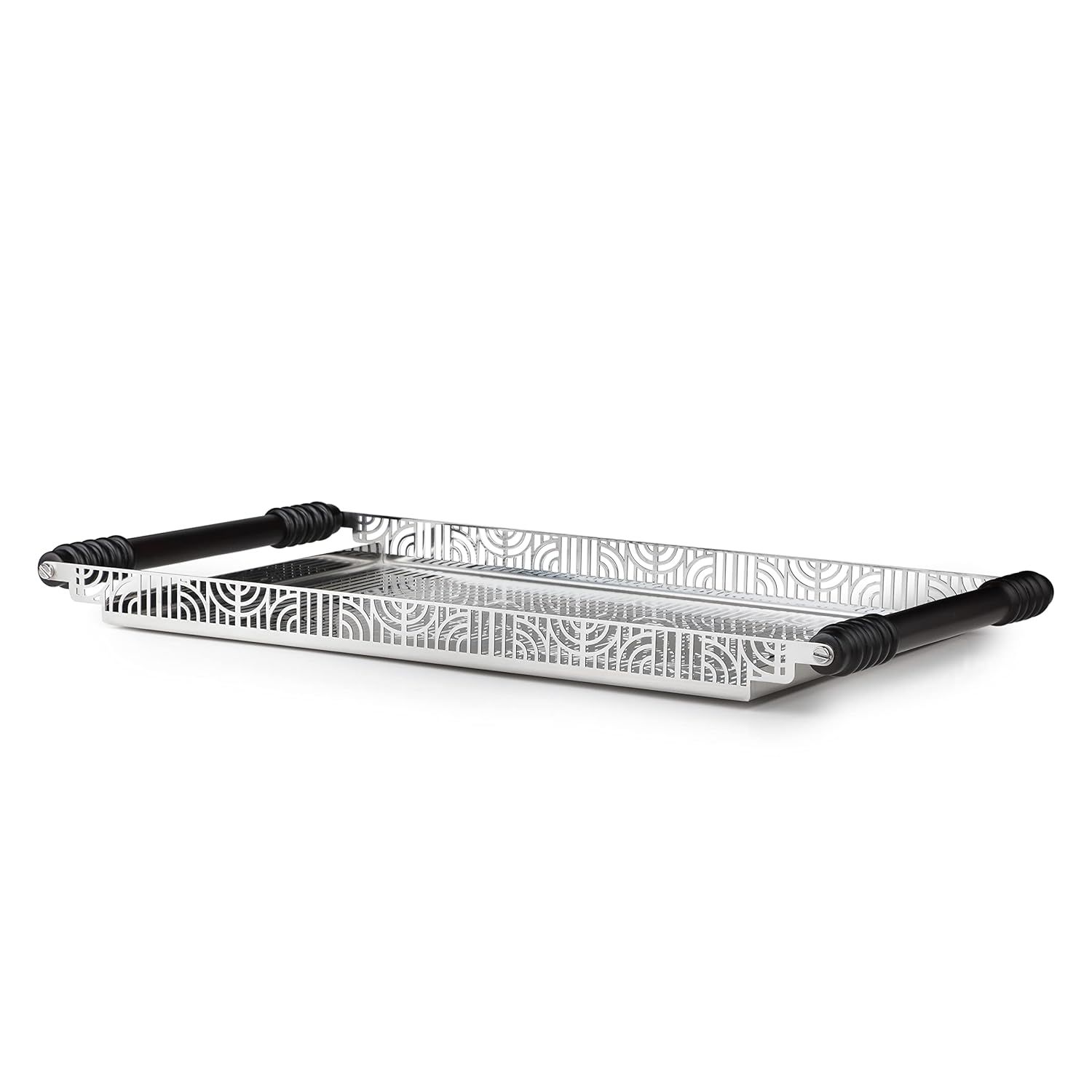 Designer Silver Stainless Steel Square Tray - Deco Lattice Series | Laser Etched - Multipurpose Serving Tray For Home & Dining Table | Serve Ware & Tableware - Dishwasher Safe Designer Silver Stainless Steel Square Tray - Deco Lattice Series | Laser Etched - Multipurpose Serving Tray For Home & Dining Table | Serve Ware & Tableware - Dishwasher Safe