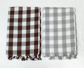 Bombay Dyeing Rimzim 100% Cotton Printed Soft & Slick Quick Drying Bath Towels 500 Gsm (Dark Brown & Grey) - 2 Pcs