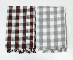 Bombay Dyeing Rimzim 100% Cotton Printed Soft & Slick Quick Drying Bath Towels 500 Gsm (Dark Brown & Grey) - 2 Pcs