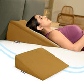 Wedge Pillow Memory Foam For Back Support, Tan, Wedge Medium Size - 20 X 20 X 7 Inch | Wedge Cushion Pillow, Acid Reflux, Snoring, Gerd, Leg Elevation, Pregnancy, Washable Cover