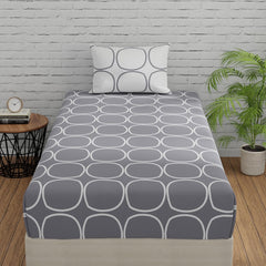 Single Bed Sheet Size - 55 X 88 Inches With 1 Pillow Covers, Grey & White | Wash Dark Colors Separately | Lightweight, Soft, & Comfortable Bedsheet