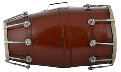 Musical Wooden Dholak Indian Musical Instrument Drum Bolt - Brown | Perfectly Symmetric Round Dholak Nickel Plated Bolts & Nuts - Mini Dholak For Festival, Wedding, Satsang | Very Easy To Tune