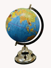Rotating World Globe 8 Inch With Metal Arc & Stand For Show Pieces For Home Decor, Office Decor, Study Table Decor, Birthday, Party Gifts & Anniversary, Blue, Pack Of 1