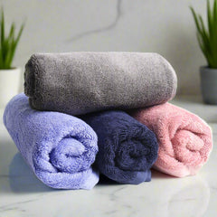 Heelium Bamboo Hand Towel 800 Gsm | Ultra Absorbent & Anti-Bacterial 3x Softer Than Cotton Towels (Peach, Blue, Grey, Iris)- Pack Of 4
